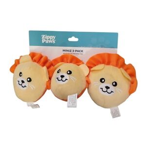 Zippy Paws Mini Dog Toy‎ Squeaky Plush Lion Head 3 Pack